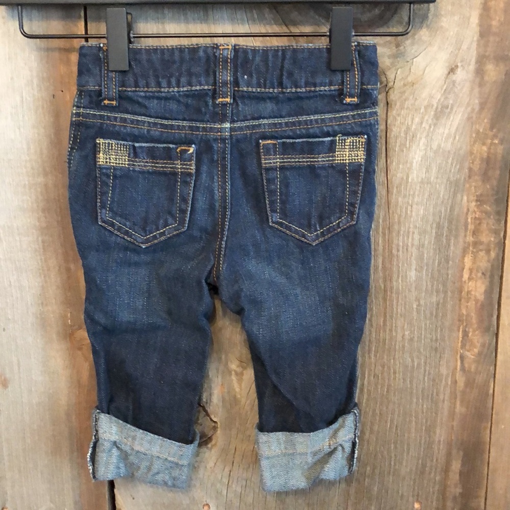 Old Navy Blue Dark Wash Jeans Convertible Crop Straight Leg 4 Pocket Size 2T - Picture 4 of 14